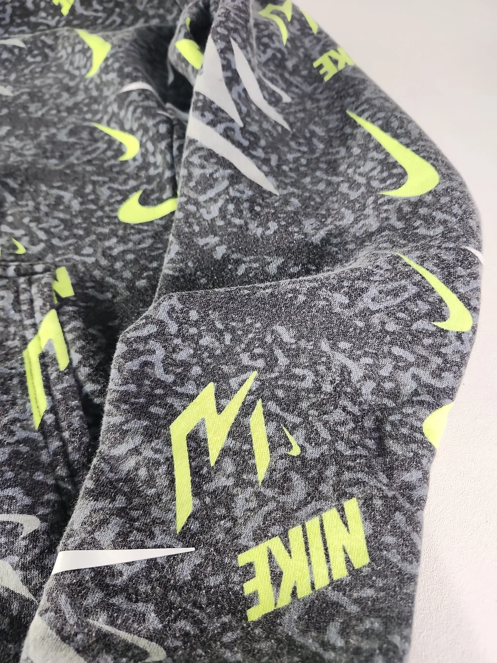 Nike Black & Neon Green Logo Print Hoodie